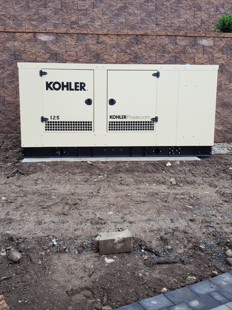 New Kohler power generator installation on a construction site in Rockaway, NJ.